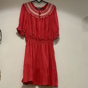 Max Studio coral-colored flutter dress